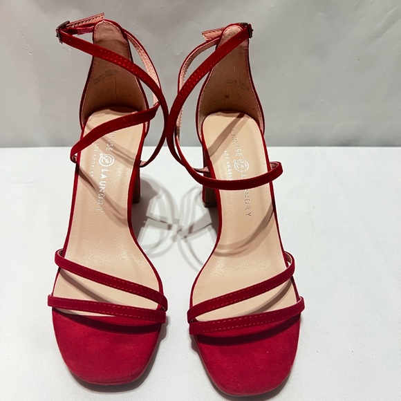 Red Strappy Block Heel Chinese laundry heel - Picture 4 of 7